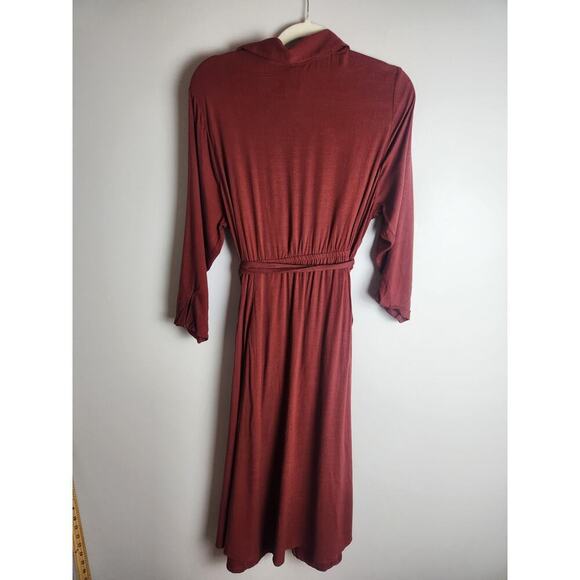 Torrid Brown Lenny 3/4 Sleeve Midi Belted Dress Size 1/1X 14/16 NWT Boho stretch - Picture 4 of 12